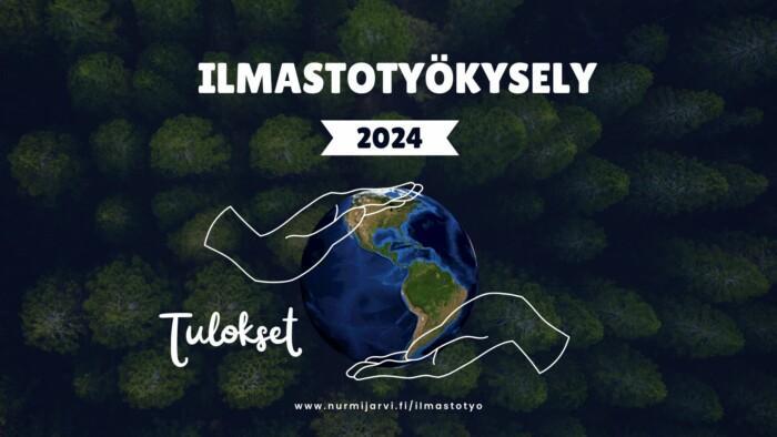 Kädet maapallon ympärillä. Teksti: Ilmastokyselyn 2024 tulokset.